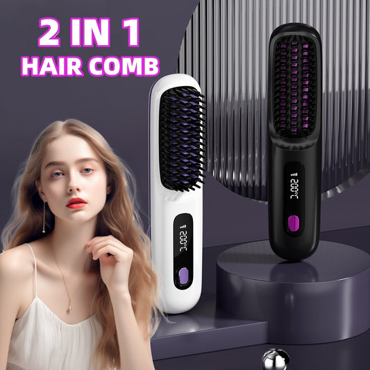 Dolcena™ Cordless 2 In 1 Hot Comb (Negative Ion, USB Charging)