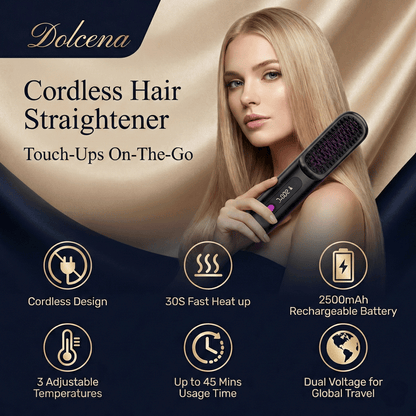 Dolcena™ Cordless Ionic Hair Straightener Brush